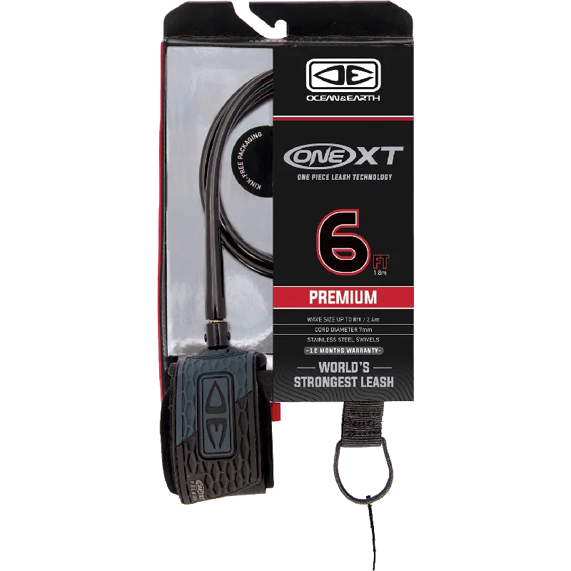 surfboards with responsive tail designs-O&E Ocean & Earth One XT Premium Leash 6' Black/Grey