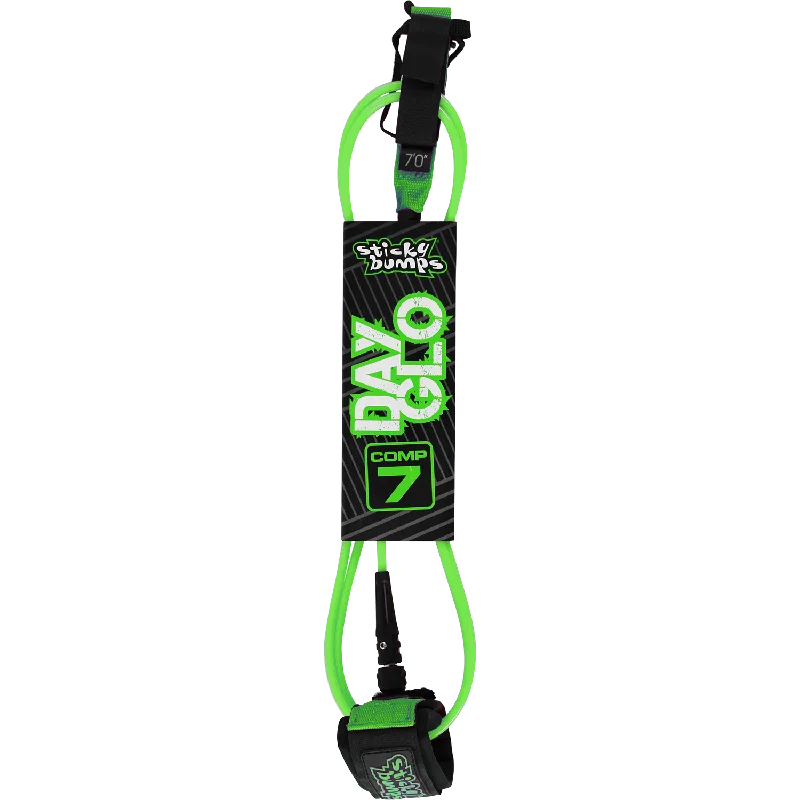 surfboards with minimal resistance for speed-Sticky Bumps Day-Glo Comp 7' Leash Green