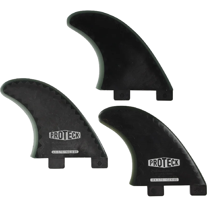 surfboards for long rides-Proteck Performance FCS Surfboard Fins 4.0 - Black - Grom Thruster Set 3pcs