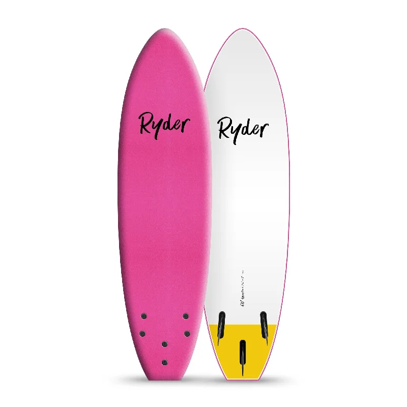 surfboards for efficient wave riding-Ryder Apprentice | 6ft Soft Surfboard - Pink + White