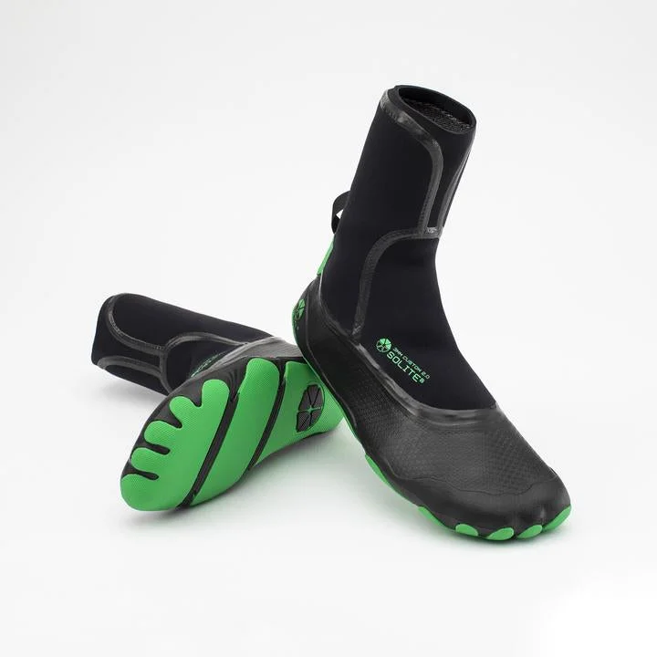 surfboards with tri-fin setup for stability-SOLITE CUSTOM 2.0 3MM BOOT GREEN/BLACK