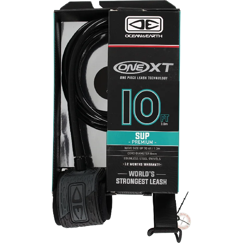 surfboards with maximum stability-O&E Ocean & Earth One XT Sup Leash 10' Black/Grey