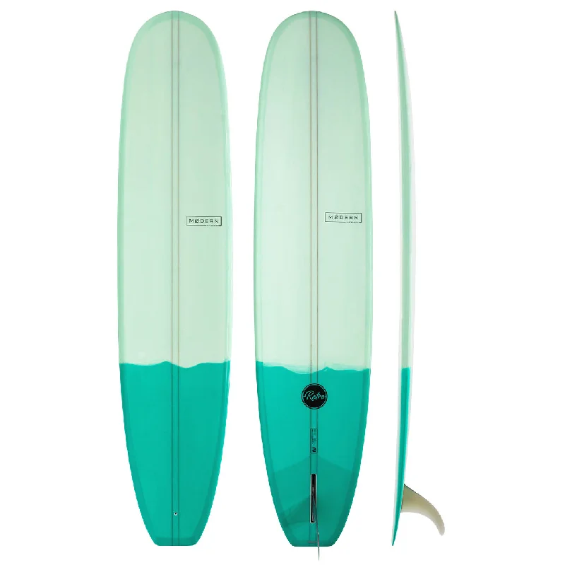 surfboards with increased volume for better buoyancy-Modern Longboard - Retro 9'6 PU Two Tone Green