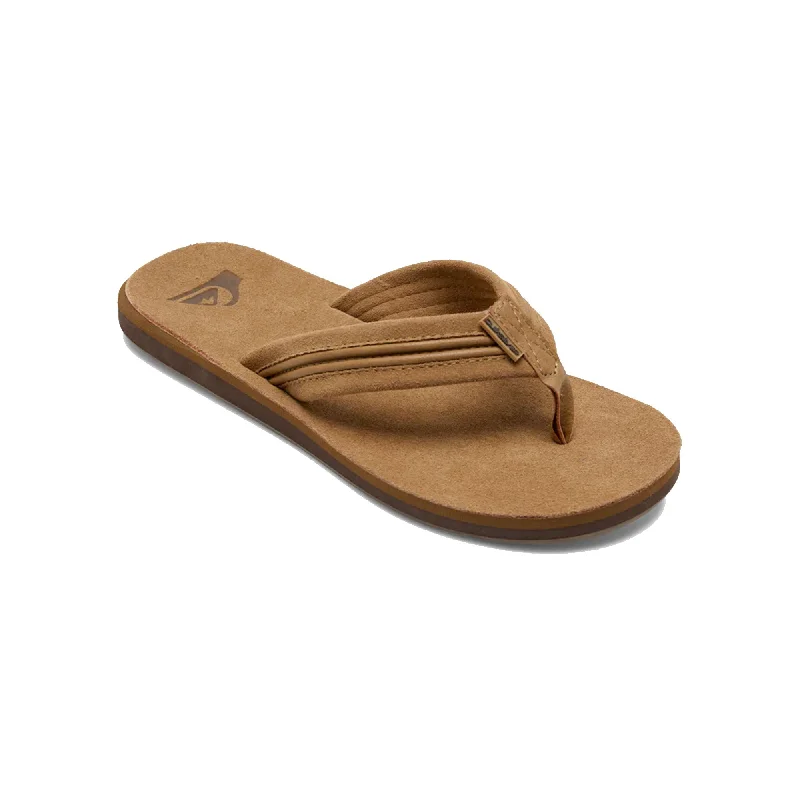 surfboards for deep turns-Quicksilver Carver Leather Men's Sandals - Tan