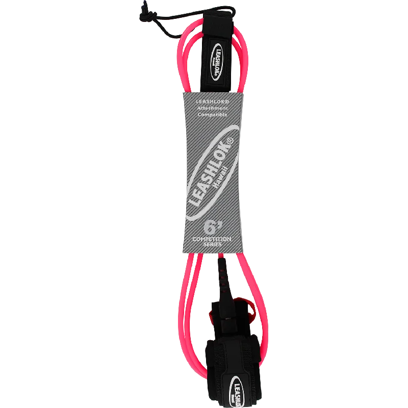 surfboards with extra hold in big waves-Leashlok Competition Leash 6' Pink 6mm