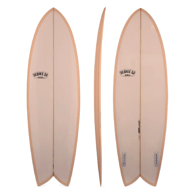 surfboards with reinforced construction for durability-5'8" Retro Fish Twin Fin Surfboard Coral Resin Tint (Poly)