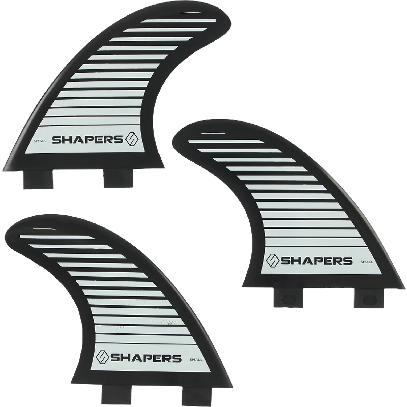 surfboards for efficient wave riding-Shapers Australia S-3 Fcs Black/White Stripe 3fin Set Surfboard FIN