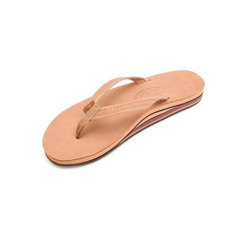 surfboards with easy grip for foot control-Rainbow Double Skinny Premier Leather Women's Sandals - Sierra Brown