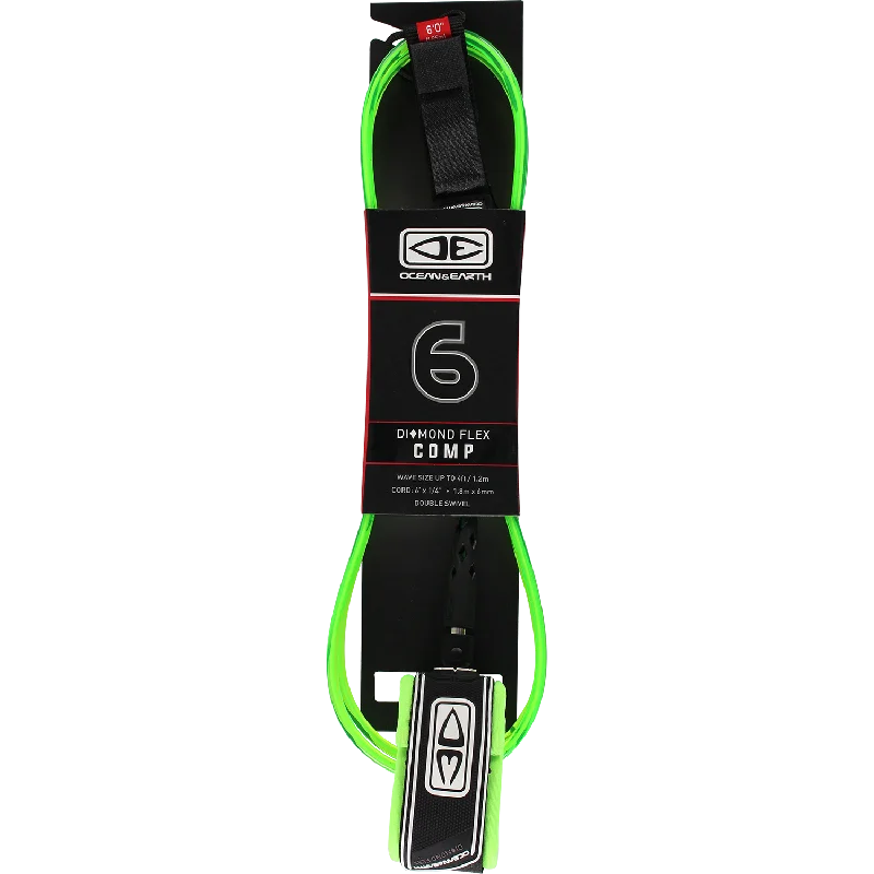 surfboards with better wave-catching ability-O&E Ocean & Earth Moulded Comp Leash 6' Lime