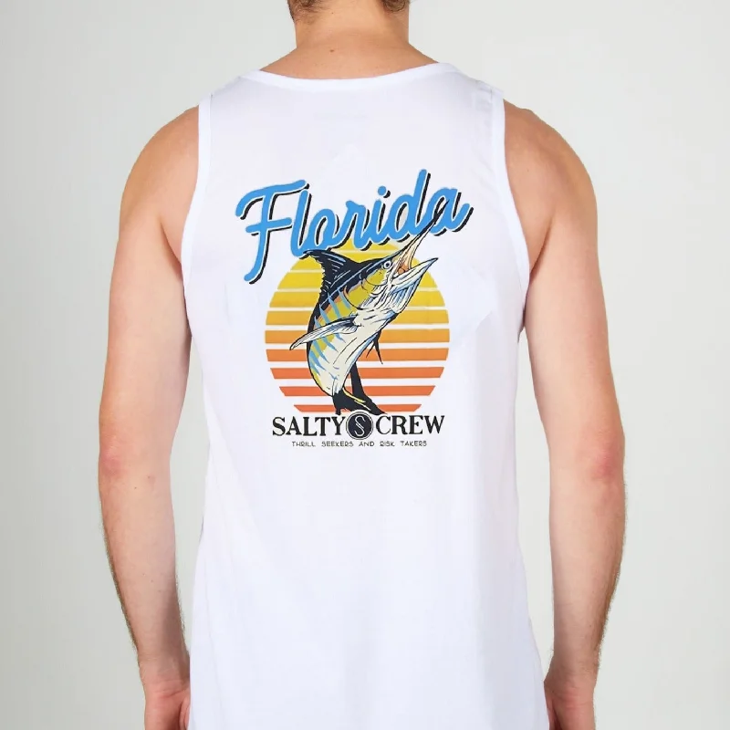 surfboards for deep water riding-Salty Crew Florida Blue Bill Tank Top - White