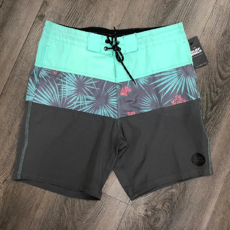 surfboards with improved fin placement-Surf World Sawgrass Boardshorts -  The Surf World Collection - Teal Grey