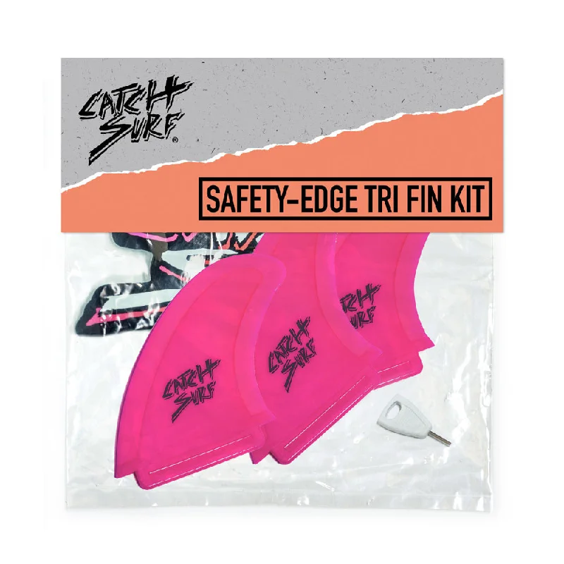 surfboards for high-speed rides-Safety Edge Tri Fin Kit - Hot Pink