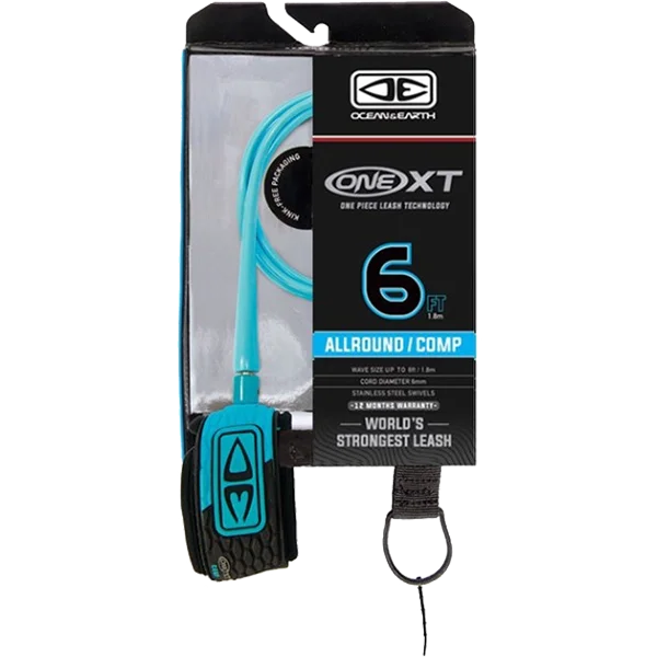 surfboards with great flexibility-O&E Ocean & Earth One XT Allround Comp Leash 6' Aqua